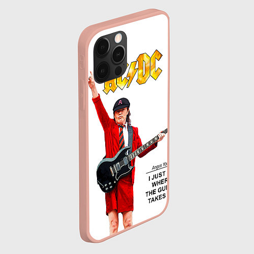 Чехол iPhone 12 Pro Max Ангус Янг рок группа ACDC / 3D-Светло-розовый – фото 2