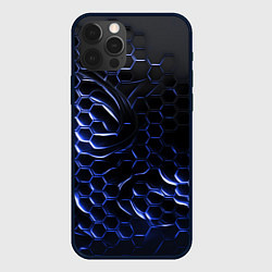 Чехол для iPhone 12 Pro Max Синие объемные плиты, цвет: 3D-черный