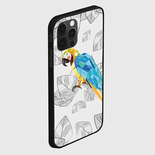 Чехол iPhone 12 Pro Max Попугай на сером фоне / 3D-Черный – фото 2