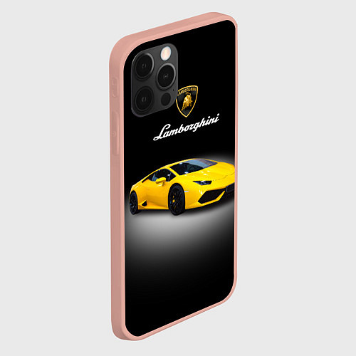 Чехол iPhone 12 Pro Max Спорткар Lamborghini Aventador / 3D-Светло-розовый – фото 2