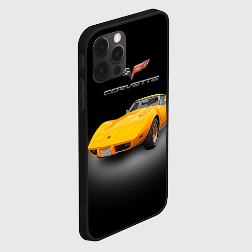 Чехол iPhone 12 Pro Max Американский спорткар Chevrolet Corvette Stingray / 3D-Черный – фото 2