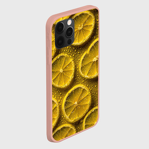 Чехол iPhone 12 Pro Max Сочный паттерн из долек лимона / 3D-Светло-розовый – фото 2
