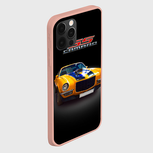 Чехол iPhone 12 Pro Max Ретро маслкар Camaro SS 1970 года / 3D-Светло-розовый – фото 2