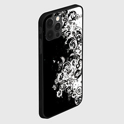 Чехол для iPhone 12 Pro Max Черно-белые цветы и колибри, цвет: 3D-черный — фото 2