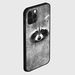 Чехол для iPhone 12 Pro Max Енот - grunge style texture, цвет: 3D-черный — фото 2