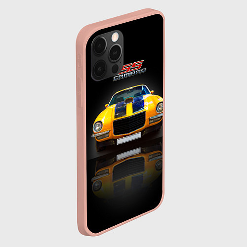 Чехол iPhone 12 Pro Max Американский спорткар 1970 года Camaro SS / 3D-Светло-розовый – фото 2