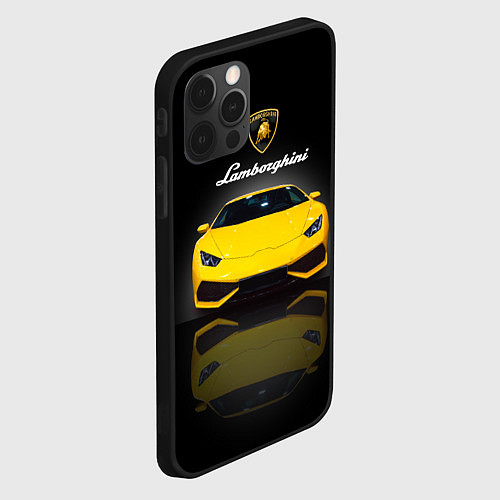 Чехол iPhone 12 Pro Max Итальянский суперкар Lamborghini Aventador / 3D-Черный – фото 2