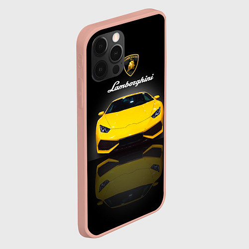 Чехол iPhone 12 Pro Max Итальянский суперкар Lamborghini Aventador / 3D-Светло-розовый – фото 2