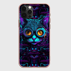 Чехол для iPhone 12 Pro Max Cat - cyberpunk style, цвет: 3D-светло-розовый