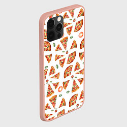 Чехол для iPhone 12 Pro Max Кусочки пиццы - паттерн на белом, цвет: 3D-светло-розовый — фото 2