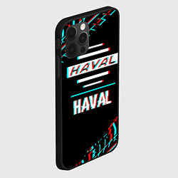 Чехол для iPhone 12 Pro Max Значок Haval в стиле glitch на темном фоне, цвет: 3D-черный — фото 2