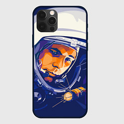 Чехол для iPhone 12 Pro Max Юрий Гагарин в скафандре, цвет: 3D-черный