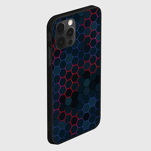 Чехол iPhone 12 Pro Max Соты с красным и синим / 3D-Черный – фото 2