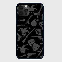 Чехол для iPhone 12 Pro Max Маски Джокера и оружие, цвет: 3D-черный