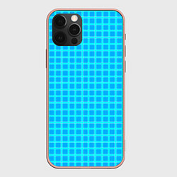 Чехол для iPhone 12 Pro Max Небесно голубой узор в клетку, цвет: 3D-светло-розовый