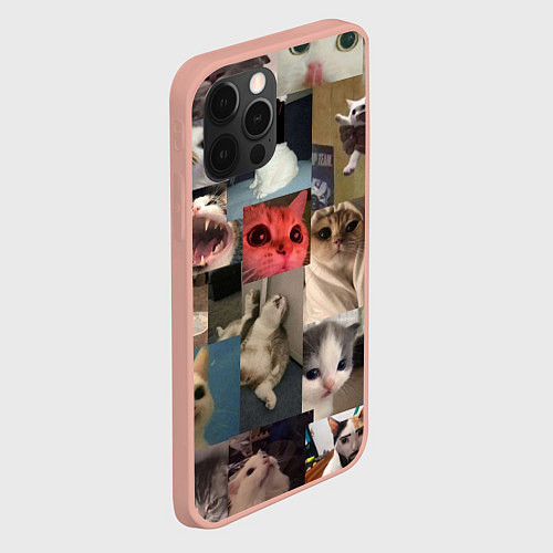 Чехол iPhone 12 Pro Max Мемные котики / 3D-Светло-розовый – фото 2