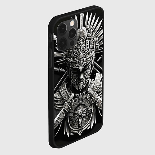 Чехол iPhone 12 Pro Max Дух война на черном фоне / 3D-Черный – фото 2