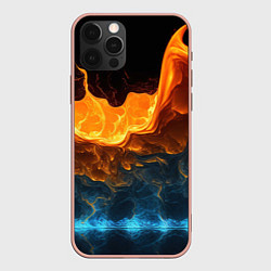 Чехол для iPhone 12 Pro Max Лава и вода, цвет: 3D-светло-розовый