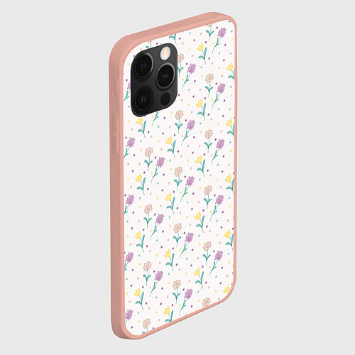 Чехол iPhone 12 Pro Max Весенний паттерн с цветами / 3D-Светло-розовый – фото 2