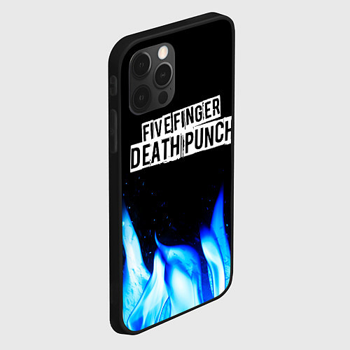 Чехол iPhone 12 Pro Max Five Finger Death Punch blue fire / 3D-Черный – фото 2