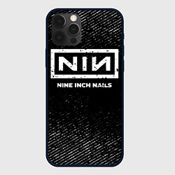 Чехол для iPhone 12 Pro Max Nine Inch Nails с потертостями на темном фоне, цвет: 3D-черный
