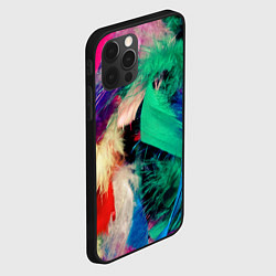 Чехол для iPhone 12 Pro Max Неоновые перья павлина, цвет: 3D-черный — фото 2