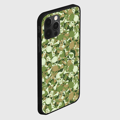 Чехол iPhone 12 Pro Max Камуфляж из черепов / 3D-Черный – фото 2