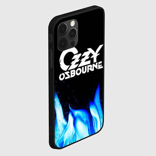 Чехол iPhone 12 Pro Max Ozzy Osbourne blue fire / 3D-Черный – фото 2