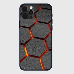 Чехол для iPhone 12 Pro Max Металлические плиты и лава, цвет: 3D-черный