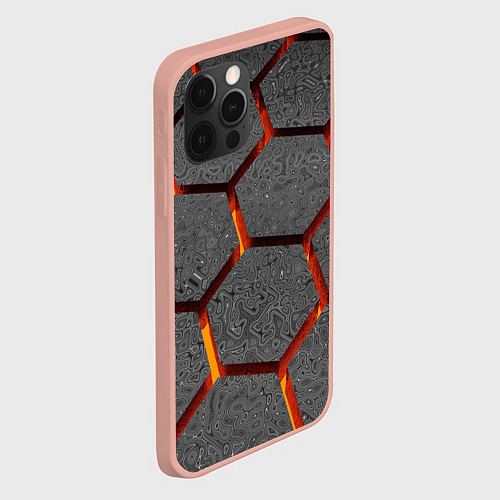 Чехол iPhone 12 Pro Max Металлические плиты и лава / 3D-Светло-розовый – фото 2