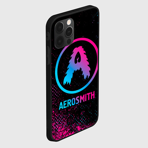 Чехол iPhone 12 Pro Max Aerosmith - neon gradient / 3D-Черный – фото 2