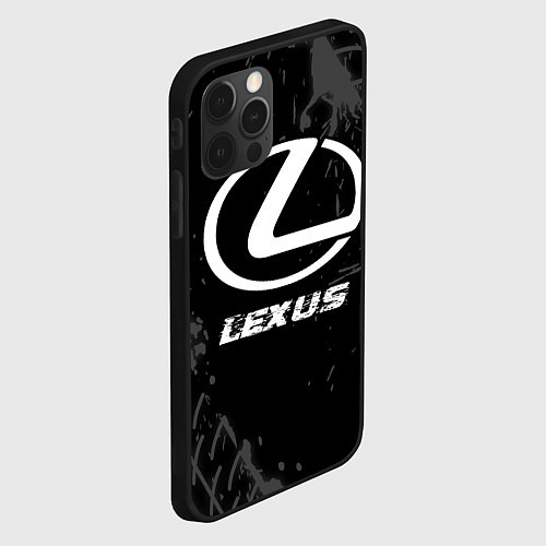 Чехол iPhone 12 Pro Max Lexus speed на темном фоне со следами шин / 3D-Черный – фото 2