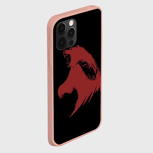 Чехол iPhone 12 Pro Max Red bear / 3D-Светло-розовый – фото 2