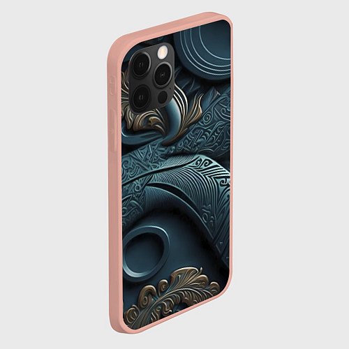 Чехол iPhone 12 Pro Max Узорные фракталы / 3D-Светло-розовый – фото 2