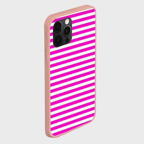 Чехол iPhone 12 Pro Max Ярко-розовые полосы / 3D-Светло-розовый – фото 2