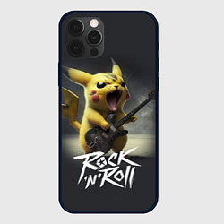 Чехол для iPhone 12 Pro Max Пикачу с электрогитарой, цвет: 3D-черный