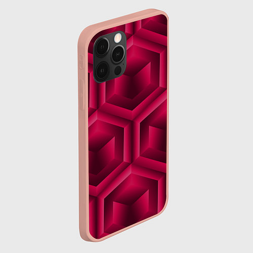 Чехол iPhone 12 Pro Max Многоугольник и куб / 3D-Светло-розовый – фото 2