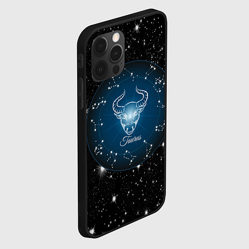 Чехол iPhone 12 Pro Max Телец знак зодиака на звездном небе / 3D-Черный – фото 2