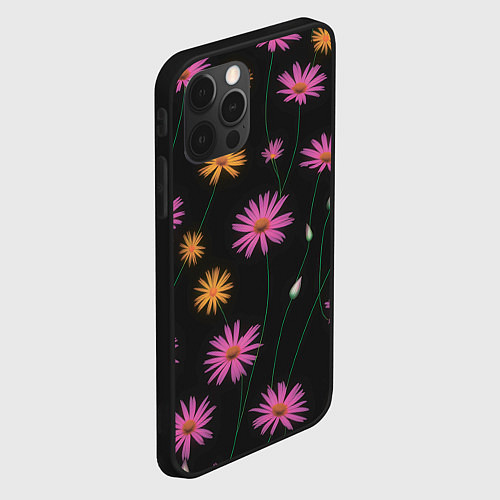 Чехол iPhone 12 Pro Max Полевые цветы на черном фоне / 3D-Черный – фото 2