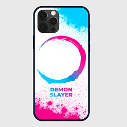 Чехол для iPhone 12 Pro Max Demon Slayer neon gradient style, цвет: 3D-черный