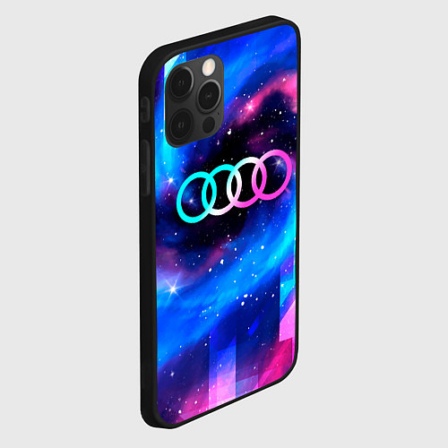 Чехол iPhone 12 Pro Max Audi неоновый космос / 3D-Черный – фото 2