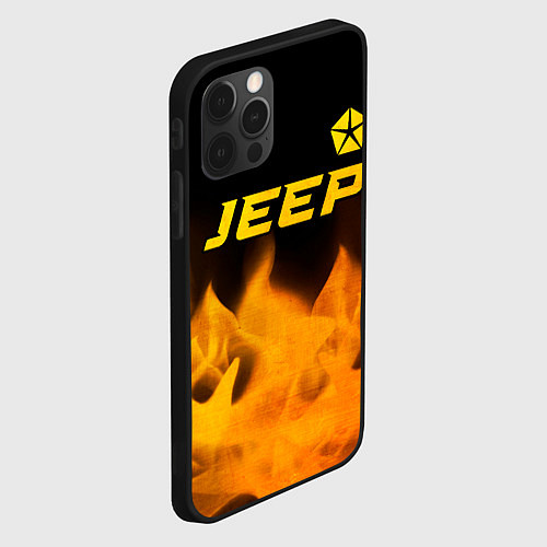 Чехол iPhone 12 Pro Max Jeep - gold gradient: символ сверху / 3D-Черный – фото 2