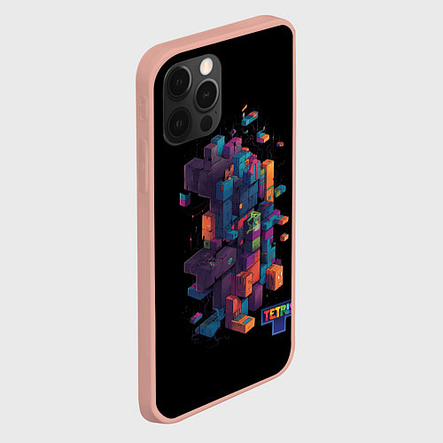 Чехол iPhone 12 Pro Max Tetris abstract / 3D-Светло-розовый – фото 2