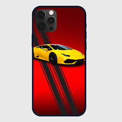 Чехол для iPhone 12 Pro Max Итальянский гиперкар Lamborghini Aventador, цвет: 3D-черный