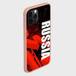 Чехол для iPhone 12 Pro Max Russia - белая надпись на красных брызгах, цвет: 3D-светло-розовый — фото 2