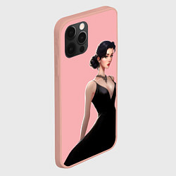 Чехол для iPhone 12 Pro Max Girl in black dress - pink, цвет: 3D-светло-розовый — фото 2