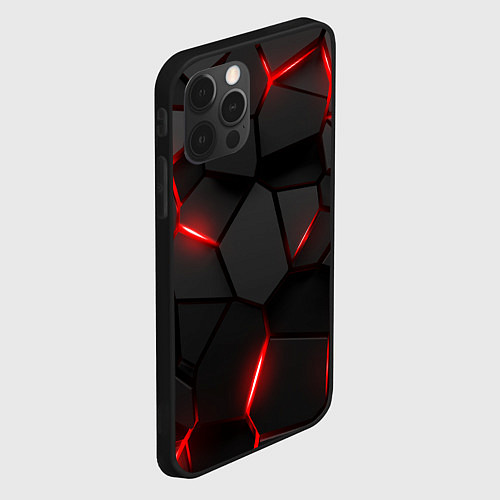 Чехол iPhone 12 Pro Max Плиты с красной подсветкой / 3D-Черный – фото 2