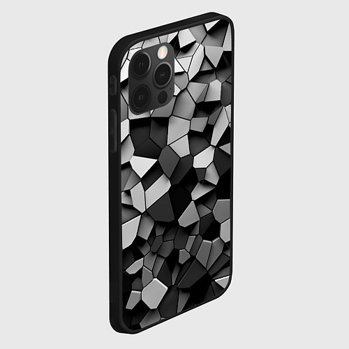 Чехол iPhone 12 Pro Max Серые стальные плиты / 3D-Черный – фото 2