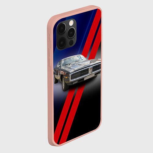 Чехол iPhone 12 Pro Max Американский маслкар Dodge Charger / 3D-Светло-розовый – фото 2