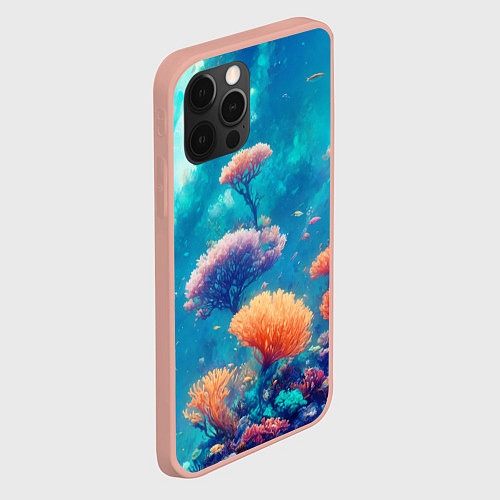 Чехол iPhone 12 Pro Max Океанские глубины / 3D-Светло-розовый – фото 2